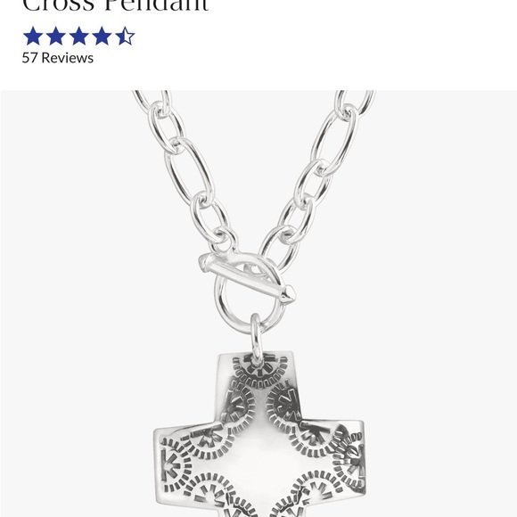 Silpada Jewelry - Silpada Necklace Sterling Silver Cross with etched design & toggle closure.